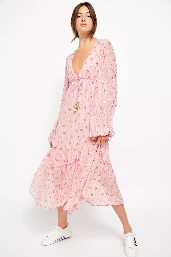 Free People Womens Pink Celina Maxi Dress size small | eBay