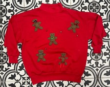 Vintage 1980s Teddy Bear Red Cute Ugly Sweater Pullover Sweatshirt Large