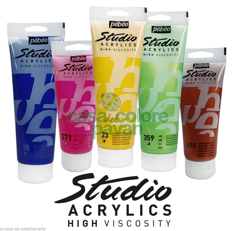 COLORE ACRILICO PEBEO STUDIO ML 100 ACRYLICS PITTURA ACRILICI 62 TINTE