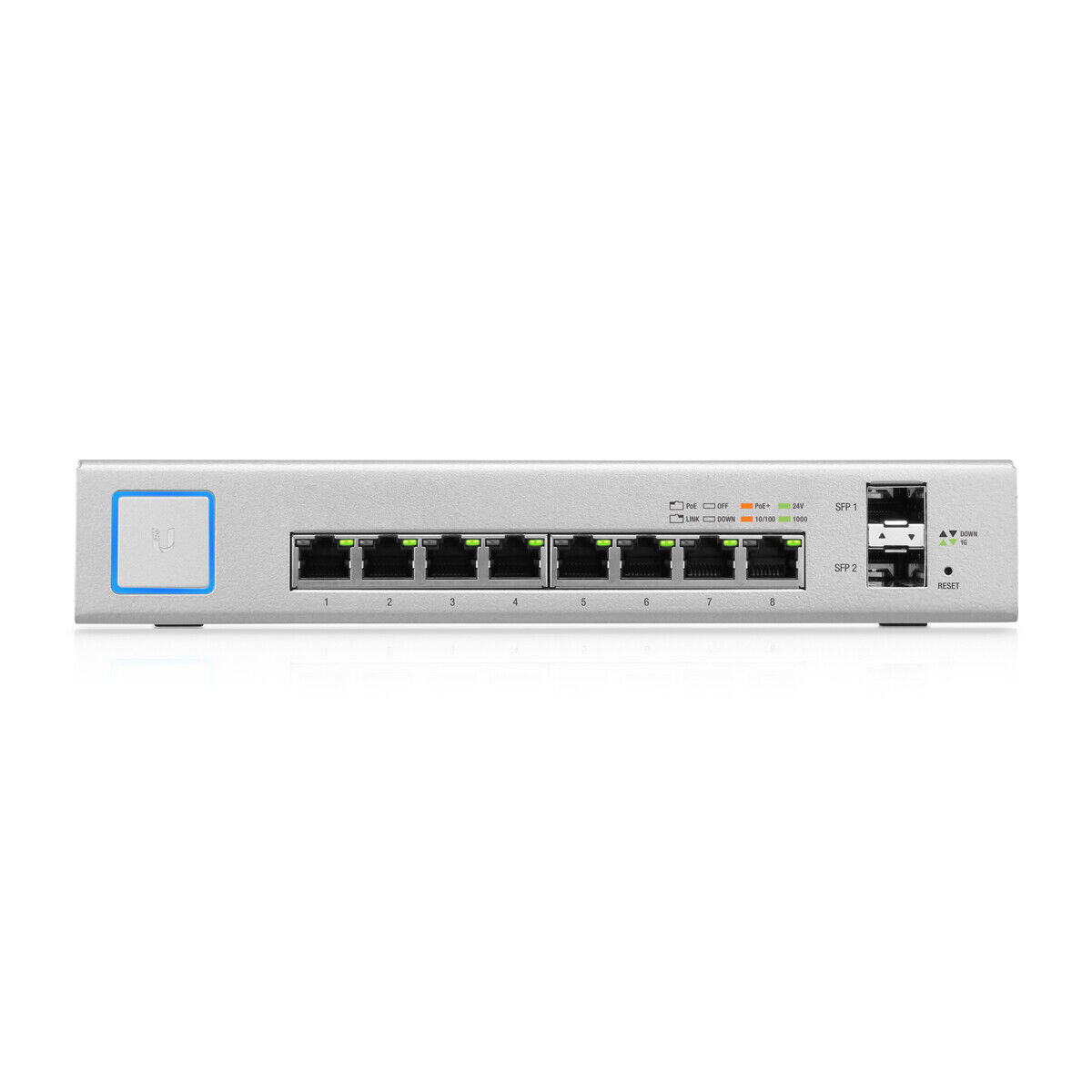 Ubiquiti 8-Port 150W Managed Switch 8x Gigabit Ethernet (8x PoE, max. 150W), 2x