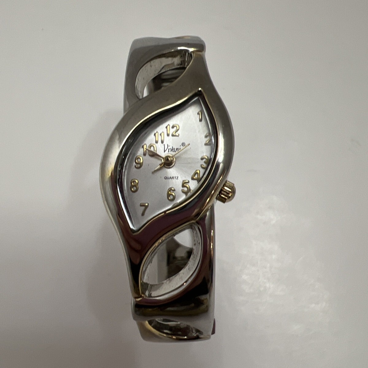 Vivani Ladies Leaf Watch As Is Hinged Silver Gold Quartz Stainless Steel Retro s-l1200.jpg main image 2