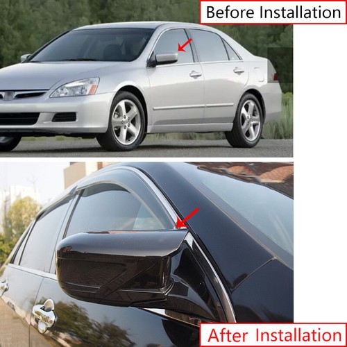 For Honda Accord 2003-2007 Gloss Black OX Horn Rear View Side Door Mirror Cover - Picture 5 of 12