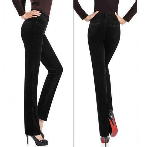 Womens Fall Winter Corduroy Pants High Waist Long Casual Straight Leg Trousers @ - Picture 6 of 20