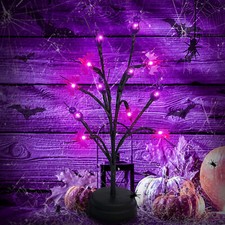 NEW Halloween Spooky Spider Bat Tree Light UP LED DECORATION 1'3" 2 PACK