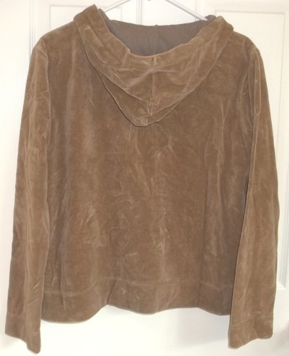 Womens LIZ CLAIBORNE~Brown HOODIE JACKET~SMALL~FULL ZIP Sweatshirt CRAZY HORSE - Picture 4 of 5