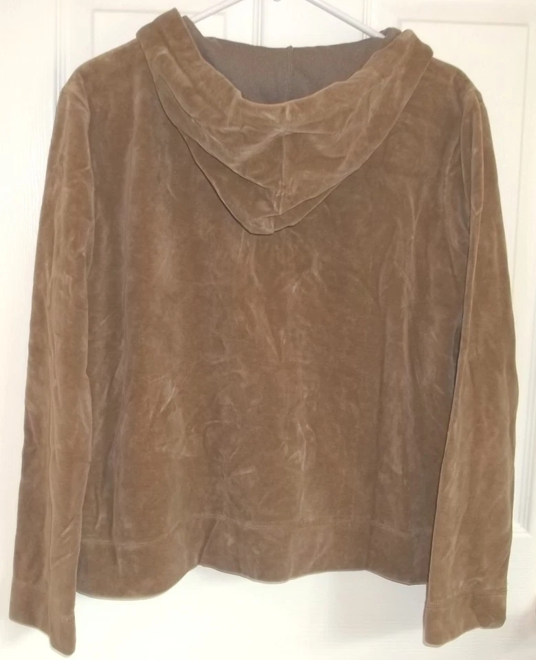 Womens LIZ CLAIBORNE~Brown HOODIE JACKET~SMALL~FULL ZIP Sweatshirt CRAZY HORSE - Image 4 of 4