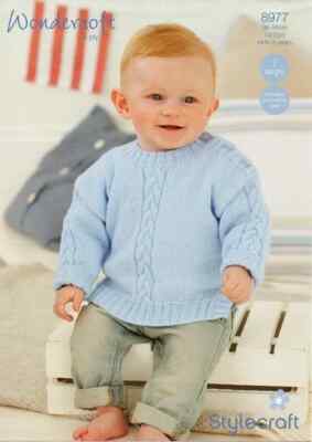 Handstrickmuster NUR Stylecraft Baby Kleinkind Pullover & Strickjacke 8977 Neu