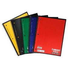 Spiral Bound Notebook WIDE Ruled 70 Sheets Assorted Colors 8.5"11" Perf Pack 5 