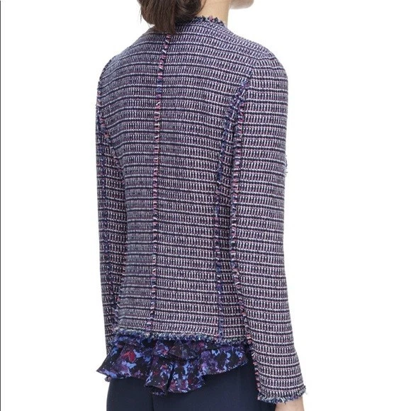 Rebecca Taylor Graphic Tweed Purple Full Zip Jacket Size 4 L90705 - Image 4 of 4