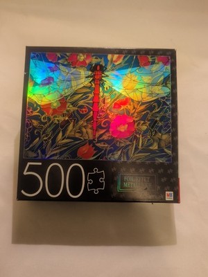 Red Dragonfly Puzzle 500 Pc Foil Metal Effect Jigsaw Complete & Excellent #004