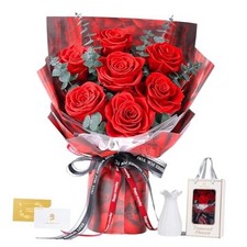 Preserved Flowers Bouquet 7 Roses - Real Rose  Flowers for Delivery, Long Red
