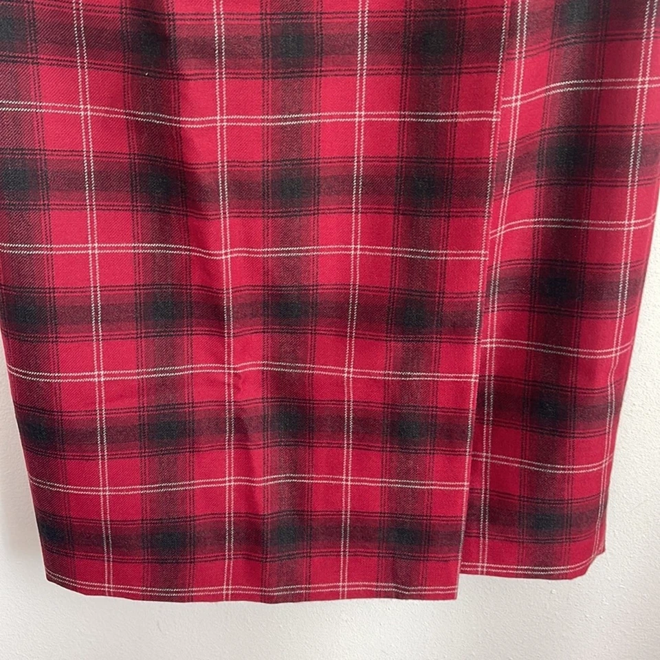 Falda manta midi vintage Liz Claiborne 100 % lana envolvente a cuadros tartán 6P Foto 3 de 4