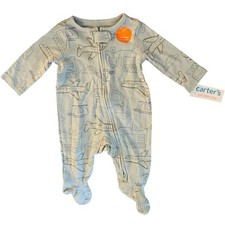 Carter  s 3M Blue Airplane Footed Sleeper Pajamas Zip NWT