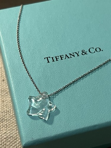 NEW Tiffany & Co. Elsa Peretti Rock Crystal Star Necklace Pendant 16" Silver 925 - Picture 3 of 5