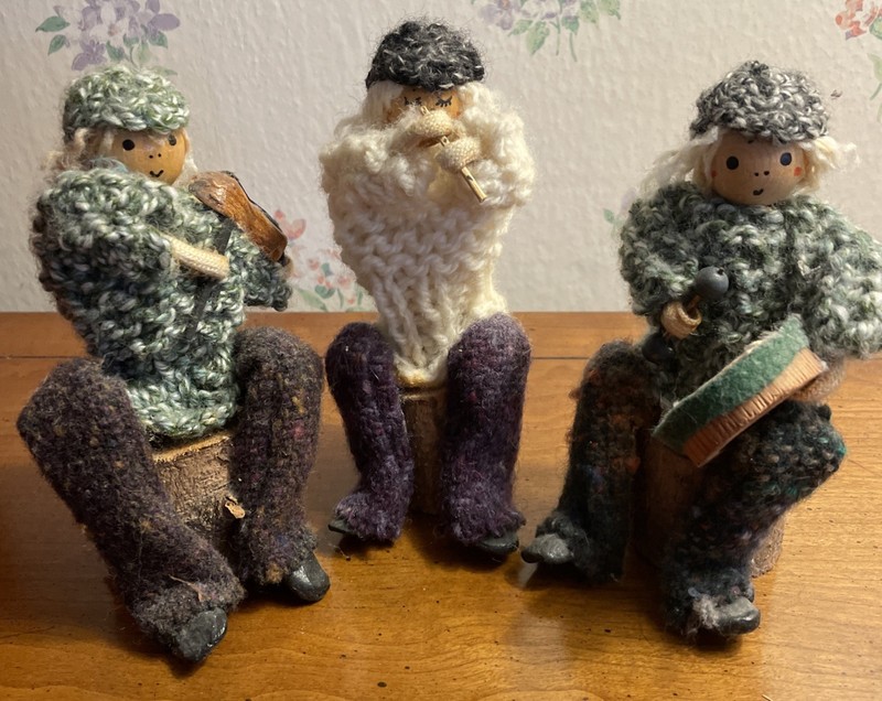 Three Irish Musician Hand knit Figurines