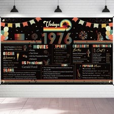 Vintage Large 50th Birthday Banner Backdrop, Back in 1976 50th Birthday Decor...