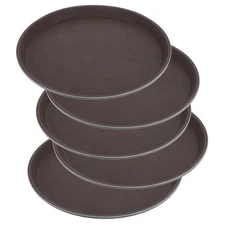 5 PCS Restaurant Serving Tray Non Slip Surface Round Plastic Food Server Raised