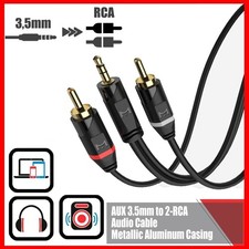 3.5mm AUX to 2 RCA Audio Stereo Cable Y Splitter Audio Male Cord Adapter Plug