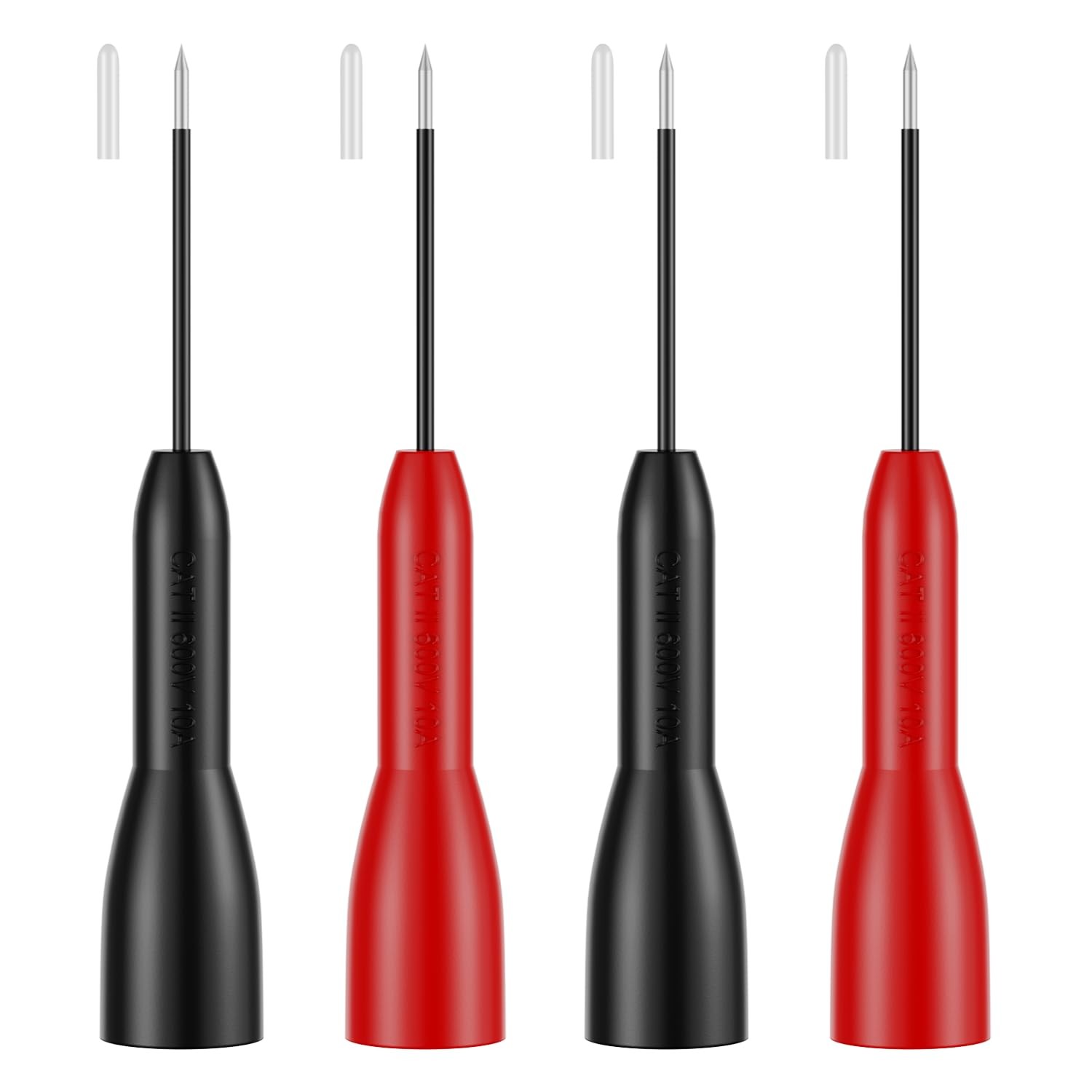4 Pack 2mm Extended Needle Test Probes, 600v/10a Non-Destructive 2mm, black