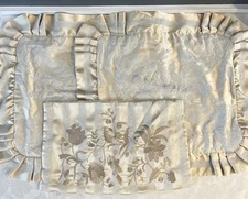 CROSCILL WHITE LABEL GOLD FLORAL  (2) EURO PILLOW SHAMS 21 X 23 + 1 LUMBAR 3PC