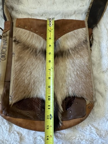Chick On A Mission Goat Hair Leather Bag Vintage Crossbody Messenger Designer - Picture 6 of 19