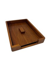 Mid-Century Modern 2-Drawer Wood File Cabinet with Sculpted Wood Pulls