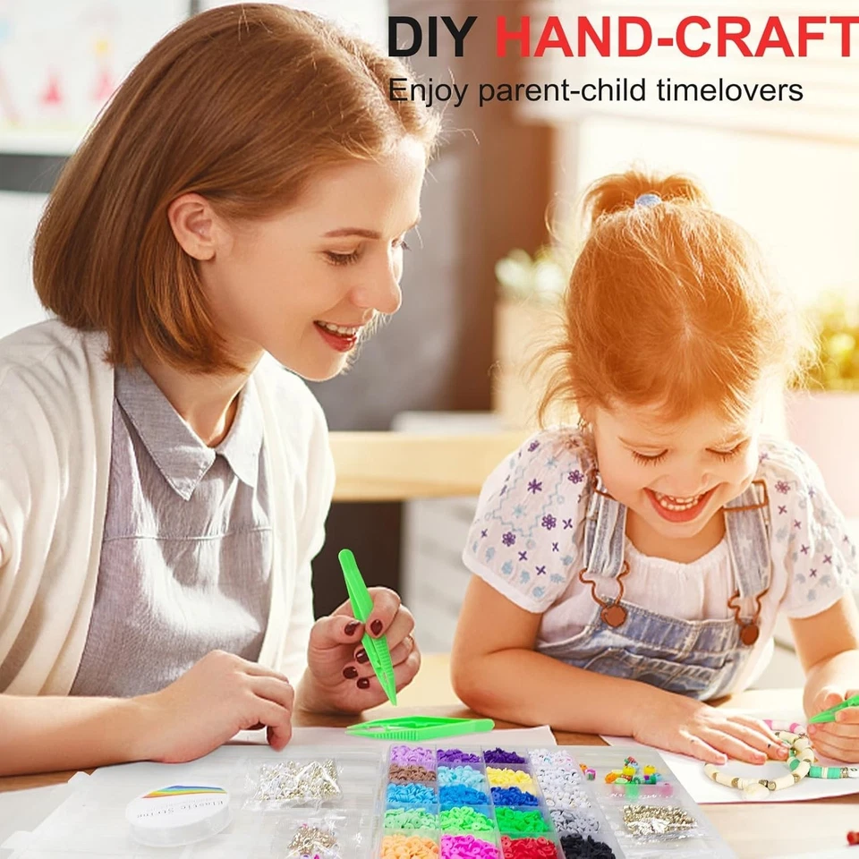 6200 Pcs Clay Beads Bracelet Making Kit, 6mm Heishi Flat Round Polymer for Girl. - Image 4 of 4