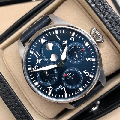 IWC Big Pilot IW503605 Perpetual Calendar 46 Steel Blue Watch Box Papers Unworn