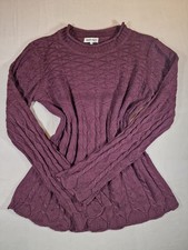 Marie Claire Burgundy-Plum Knit Jumper - Size Large | Cotton Acrylic Blend