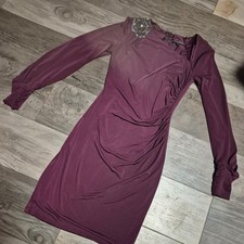 David Meister Plum Purple Off Shoulder Draped Sheath Cocktail Dress Size 4