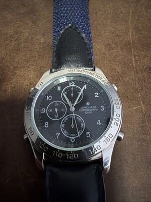 Junghans Black Navy Nylon Band Men's Watch 41/0310 Chronograph 100M