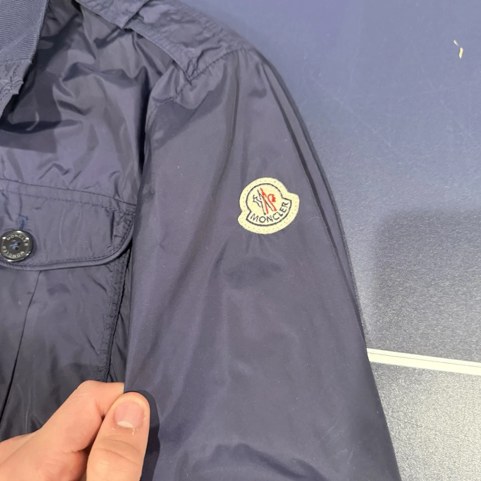 Moncler Nylon Field Jacket Bomber Blouson Men Size 4/Large Navy Blue Maglia Logo - Image 2 of 4