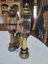 Pair Of Antique Railroad Car Gold Brass Candle Sconce In Very Good Condition Pair Of Antique Railroad Car Gold Brass Candle Sconce In Very Good Condition
