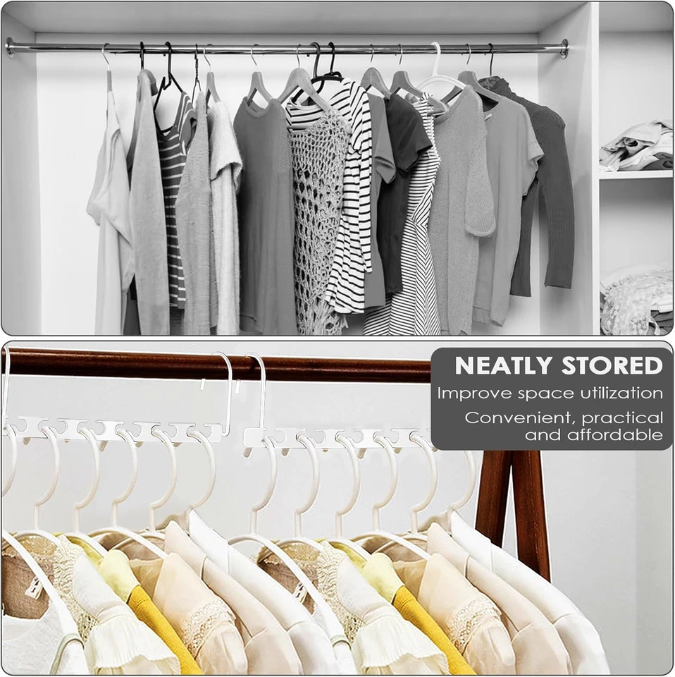 8 Pezzi Grucce Salvaspazio, Magici Organizer Armadio, Appendini Armadio, Appendi - Immagine 4 di 4