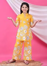 Traditional Girls Floral Printed Kurta Palazzo Set Trendy Rayon Kurti