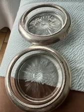 Frank M. Whiting Antique Sterling Silver/glass Ashtray Two Piece