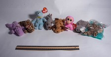 Ty Beanie Babies Lot of 8 Plush Toys With Tags Monkey Dog Elephant Leopard Shark