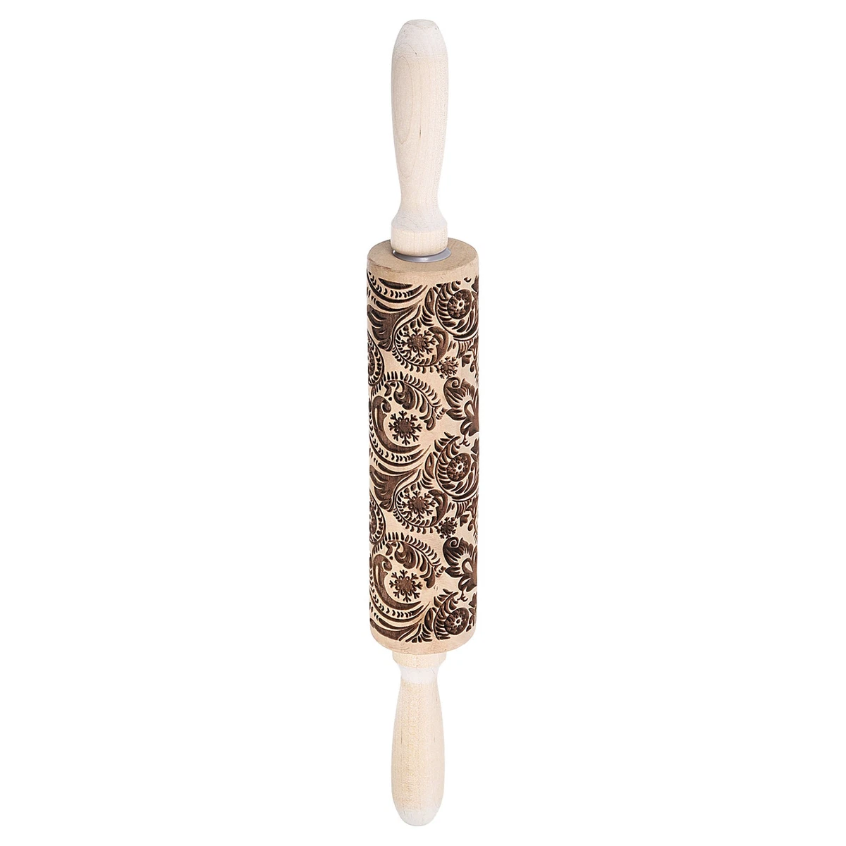 Rodillo de arcilla de madera copo de nieve relieve haya 35 cm x 4,5 cm