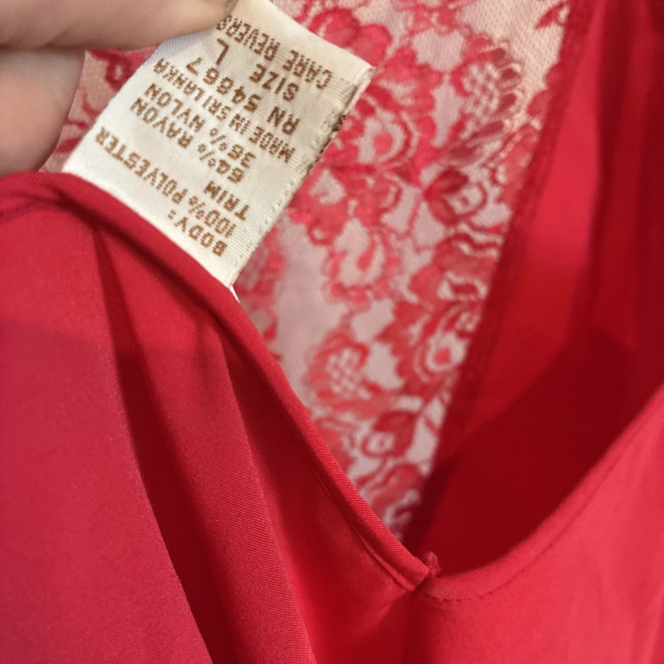 De Colección Victoria's Secret Vestido Sin Mangas Etiqueta Dorada Chemise Encaje Satinado Camisón Talla L Foto 4 de 4