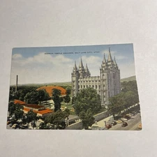 Vintage Salt Lake City Utah UT Mormon Temple Grounds Postcard
