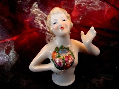 połowa lalki Mata Hari seksowny kwiaty Half Doll Pincushion Arms Away Styl Art D