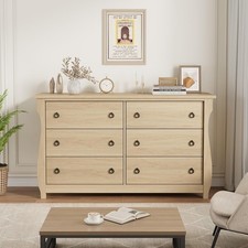 6 Drawer Dresser Storage Cabinet 47" Chest of Drawers Home Wooden Dresser