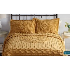 Mustard Georgia Chenille Bedspread & Shams Brylane Home Medallion King Fringe