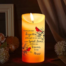 Memorial Candles Sympathy Gifts LED Flameless Cardinal 3 x 6 Inch, Bird Style 