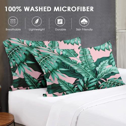 7 Pcs Full Size Comforter Set with 2 Pillowcases & 2 Shams, Tropical Green Le... - Picture 7 of 7