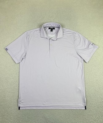 RLX Ralph Lauren Polo Shirt Mens Large Lavender Micro Print Golf Desert Willow