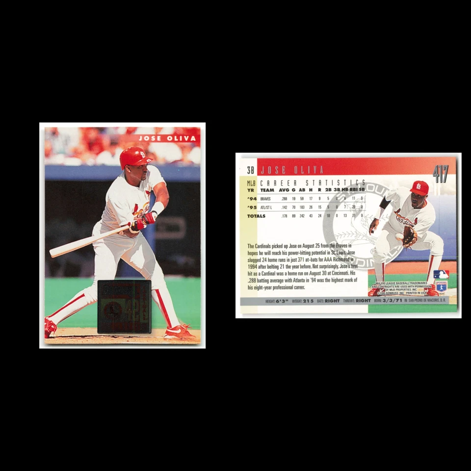 Jose Oliva #417 1996 Donruss St. Louis Cardinals Baseball Card MLB NM - Image 3 of 3