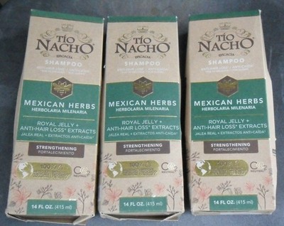Tio Nacho Shampoo Mexican Herbs Anti-Hair Loss Extract Lot 3 Bottles