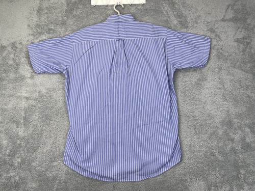 Chaps Ralph Lauren Shirt Mens Large Blue White Striped Crest Oxford Button Up - Picture 13 of 14