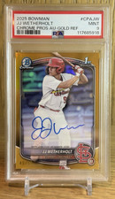 JJ WETHERHOLT 2025 1st Bowman Chrome Prospect Autograph Gold /50 Cardinals PSA 9